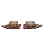 Golden and Red Beautiful Lotus (Set of 2) Tea Light Holders