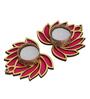 Golden and Red Beautiful Lotus (Set of 2) Tea Light Holders