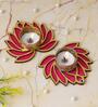 Golden and Red Beautiful Lotus (Set of 2) Tea Light Holders