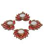 Golden and Red Beautiful Lotus (Set of 4) Tea Light Holders