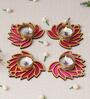 Golden and Red Beautiful Lotus (Set of 4) Tea Light Holders