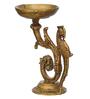 Golden Beautifully Handcrafted Peacock Design Brass Diya Deepak