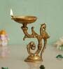 Golden Beautifully Handcrafted Peacock Design Brass Diya Deepak