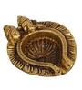 Golden Handcrafted Goddess Lakshmi and Lord Ganesha Design Auspicious Brass Diya