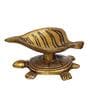 Golden Handcrafted Tortoise Statue Leaf Design Decorative Brass Diya
