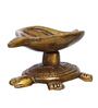 Golden Handcrafted Tortoise Statue Leaf Design Decorative Brass Diya