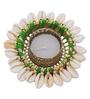 Green and White Cowrie Shell Decorative Metal Tea Light Holder