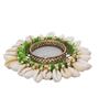 Green and White Cowrie Shell Decorative Metal Tea Light Holder