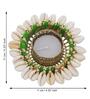 Green and White Cowrie Shell Decorative Metal Tea Light Holder