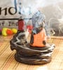eCraftIndia Meditating Monk Buddha Smoke Fountain with 10 Backflow Cone Decorative Incense Holder