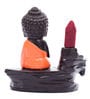 eCraftIndia Meditating Monk Buddha Smoke Fountain with 10 Backflow Cone Decorative Incense Holder
