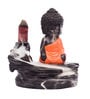 eCraftIndia Meditating Monk Buddha Smoke Fountain with 10 Backflow Cone Decorative Incense Holder