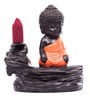 eCraftIndia Meditating Monk Buddha Smoke Fountain with 10 Backflow Cone Decorative Incense Holder