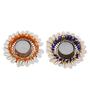 Orange & Blue Cowrie Shell (Set of 2) Decorative Metal Tea Light Holders