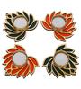 Orange and Green Beautiful Lotus (Set of 4) Tea Light Holders