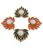 Orange and Green Beautiful Lotus (Set of 4) Tea Light Holders