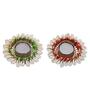 Pink & Green Cowrie Shell (Set of 2) Decorative Metal Tea Light Holders