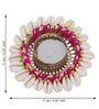 Pink and White Cowrie Shell Decorative Metal Tea Light Holder