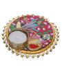 Radha Krishna Raas Leela Dancing On Lotus Flower Design Religious Decorative Plate Tealight Candle Holder