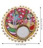Radha Krishna Raas Leela Dancing On Lotus Flower Design Religious Decorative Plate Tealight Candle Holder