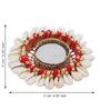 Red and White Cowrie Shell Decorative Metal Tea Light Holder
