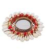 Red and White Cowrie Shell Decorative Metal Tea Light Holder