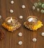 Yellow and Golden Handcrafted Decorative (Set of 2) Tea Light Holders