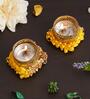 Yellow and Golden Handcrafted Decorative (Set of 2) Tea Light Holders