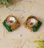 Green and Golden Handcrafted (Set of 2) Decorative Tea Light Holders