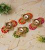 Multicolour Decorative Plate (Set of 4) Tea Light Holders
