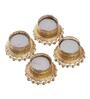 Golden & White Round Shaped Beaded (Set of 4) Decorative Tea Light Holders