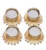 Golden & White Round Shaped Beaded (Set of 4) Decorative Tea Light Holders