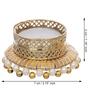 Golden & White Round Shaped Beaded (Set of 4) Decorative Tea Light Holders