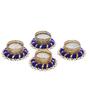 Golden and Blue Round Shaped Beaded (Set of 4) Decorative Tea Light Holders