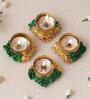 Green and Golden Handcrafted (Set of 4) Decorative Tea Light Holders