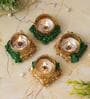 Green and Golden Handcrafted (Set of 4) Decorative Tea Light Holders