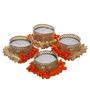 Orange and Golden Handcrafted (Set of 4) Decorative Tea Light Holders