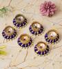 Blue & Golden Round Shaped Beaded (Set of 6) Decorative Tea Light Holders