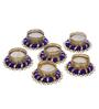 Blue & Golden Round Shaped Beaded (Set of 6) Decorative Tea Light Holders