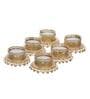 Golden & White Round Shaped Beaded (Set of 6) Decorative Tea Light Holders