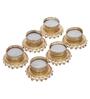 Golden & White Round Shaped Beaded (Set of 6) Decorative Tea Light Holders