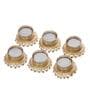 Golden & White Round Shaped Beaded (Set of 6) Decorative Tea Light Holders