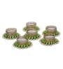 Green & Golden Round Shaped Beaded (Set of 6) Decorative Tea Light Holders