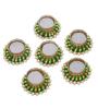 Green & Golden Round Shaped Beaded (Set of 6) Decorative Tea Light Holders
