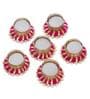 Pink & Golden Round Shaped Beaded Decorative (Set of 6) Tea Light Holders