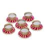 Pink & Golden Round Shaped Beaded Decorative (Set of 6) Tea Light Holders
