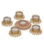 Round Shaped Diamond Beads and Pearls (Set of 6) Decorative Tea Light Holders