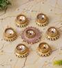 Round Shaped Diamond Beads and Pearls (Set of 7) Decorative Tea Light Holders