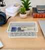 Ecru White Metal Mesh Desk Organizer Tray
