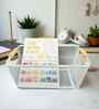 Ecru White Powder-Coated Metal Mesh Storage Basket